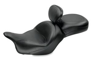 Kawasaki Vulcan 1700 Classic One-Piece Motorcycle Seat - Mustang Motorcycle - Touring with Driver Backrest - Black - `09-`13